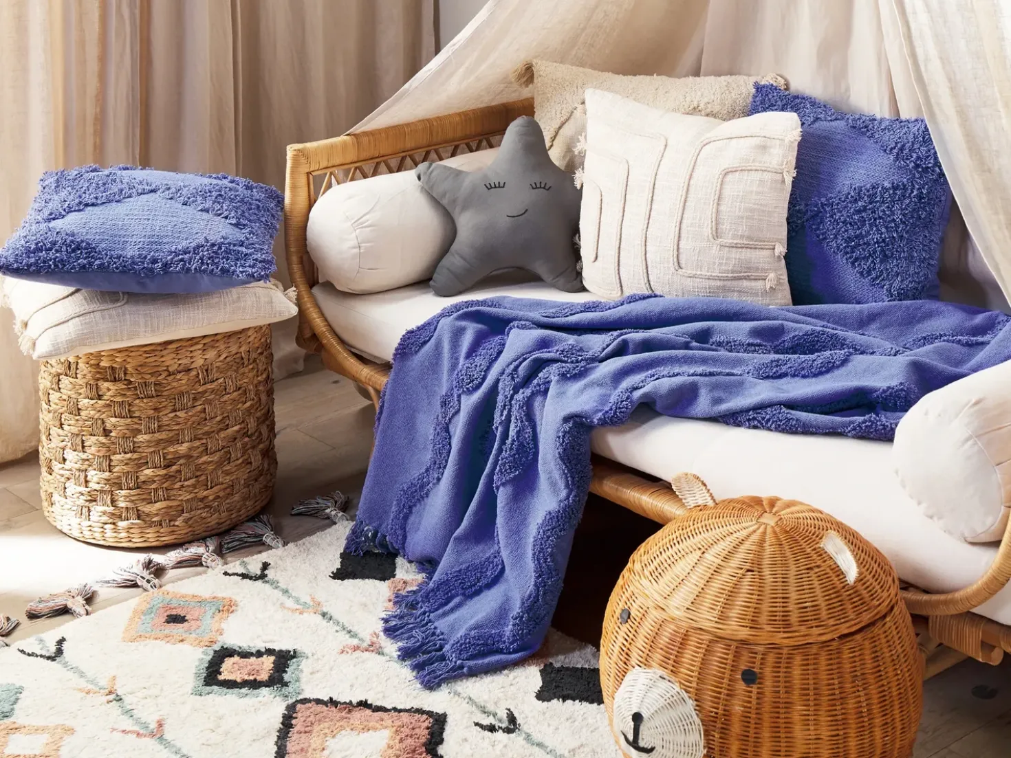 Plaid KHARI Bomuld 125 x 150 cm Lilla