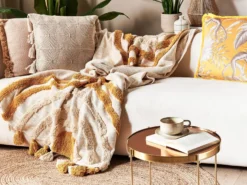 Plaid MATHURA Bomuld 130 x 180 cm Beige