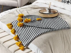 Plaid SUNWAL 130 x 170 cm Sort/hvid