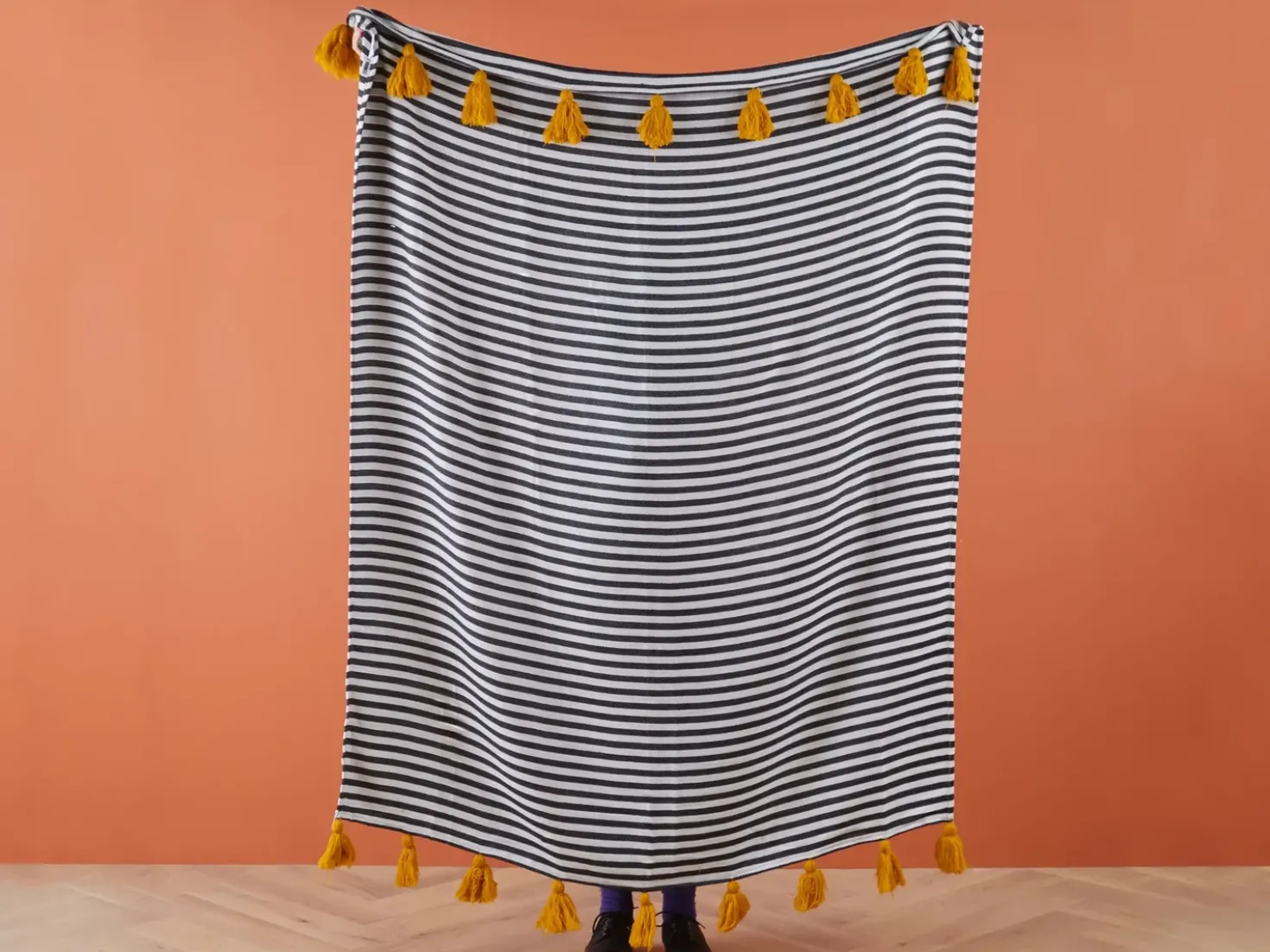 Plaid SUNWAL 130 x 170 cm Sort/hvid