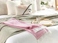 Plaid TANGIER Bomuld 130 x 160 cm Lyserød