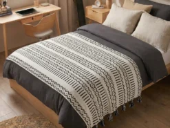Plaid UNNAO Bomuld 130 x 180 cm Hvid