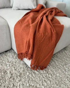 Plaid YARSA Bomuld 125 x 150 cm Rød