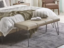Polstret bænk BETIN Kunstlæder Sand Beige