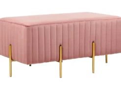Polstret bænk DAYTON Velour Pastellrosa