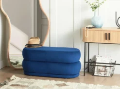Polstret bænk ELLENDALE Velour Navy Blå