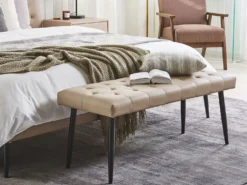 Polstret bænk ESSONNE Kunstlæder Beige