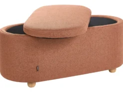 Polstret bænk med opbevaring HAYWARD 98 cm 44 cm Guldbrun