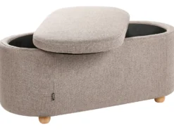 Polstret bænk med opbevaring HAYWARD 98 cm 44 cm Beige