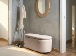 Polstret bænk med opbevaring HAYWARD 98 cm 44 cm Beige