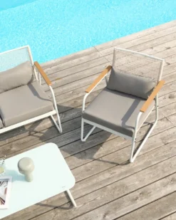 POMONTE 4 personers Loungesæt med bord Hvid Metal