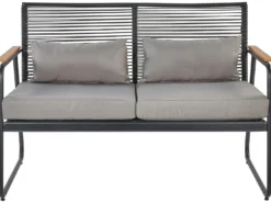 POMONTE 4 personers Loungesæt med bord Sort Metal