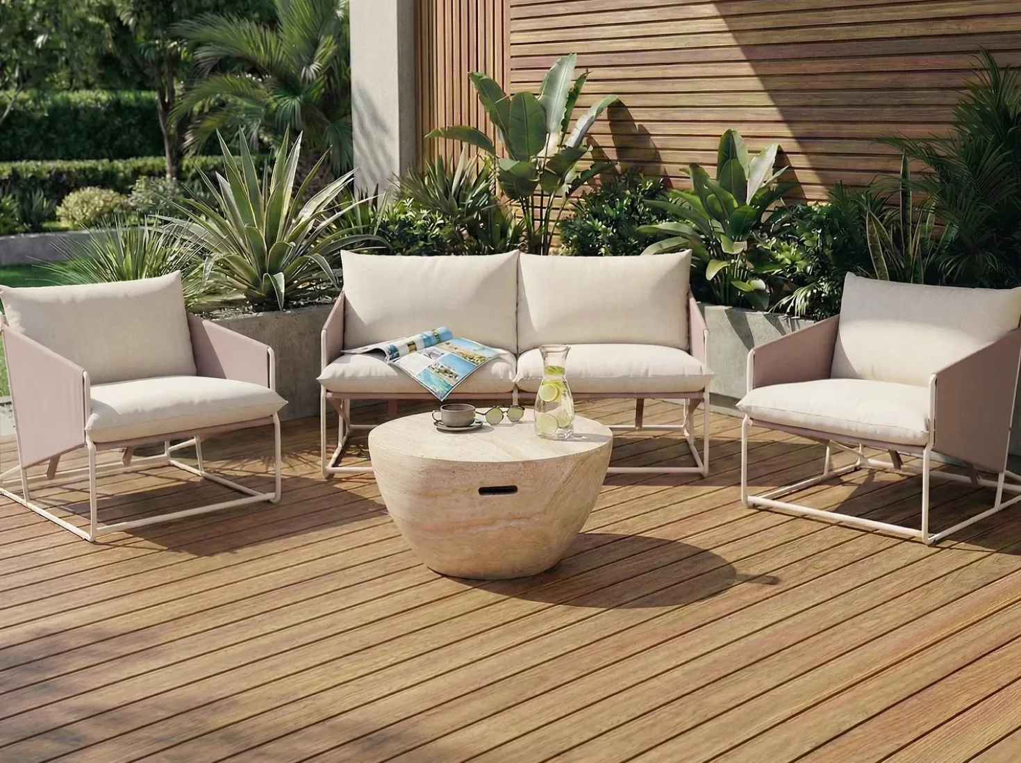 PONTE 4 personers havesofasæt Lys Beige Metal
