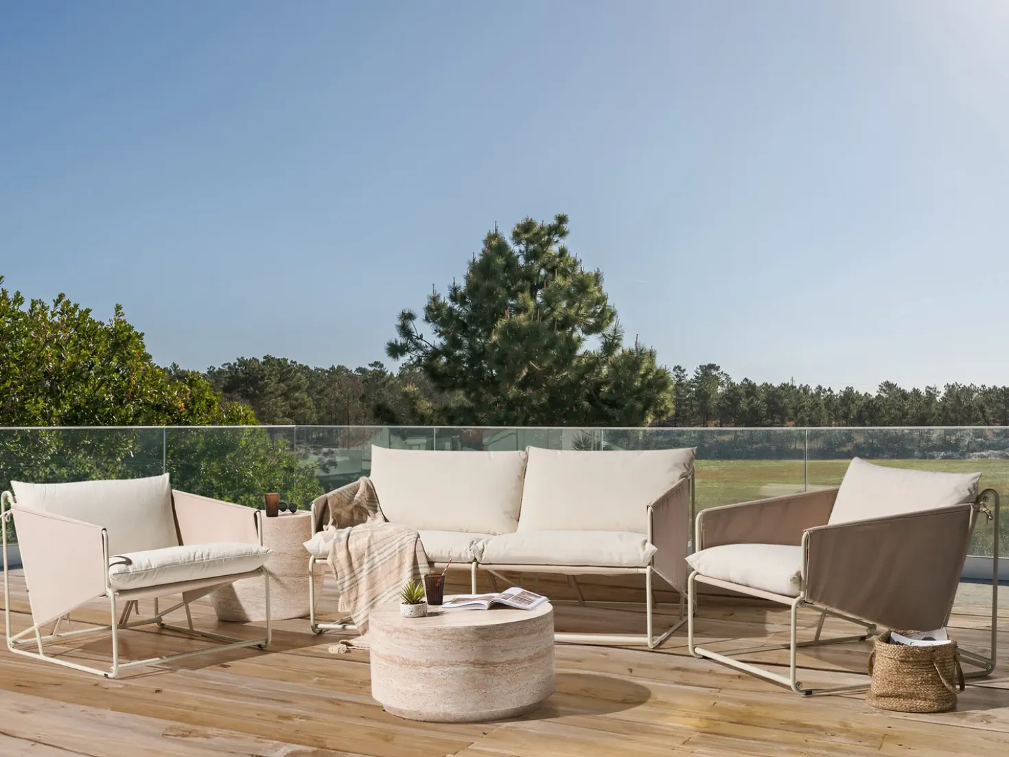 PONTE 4 personers havesofasæt Lys Beige Metal
