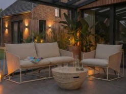 PONTE 3 personers havesofasæt Lys Beige Metal