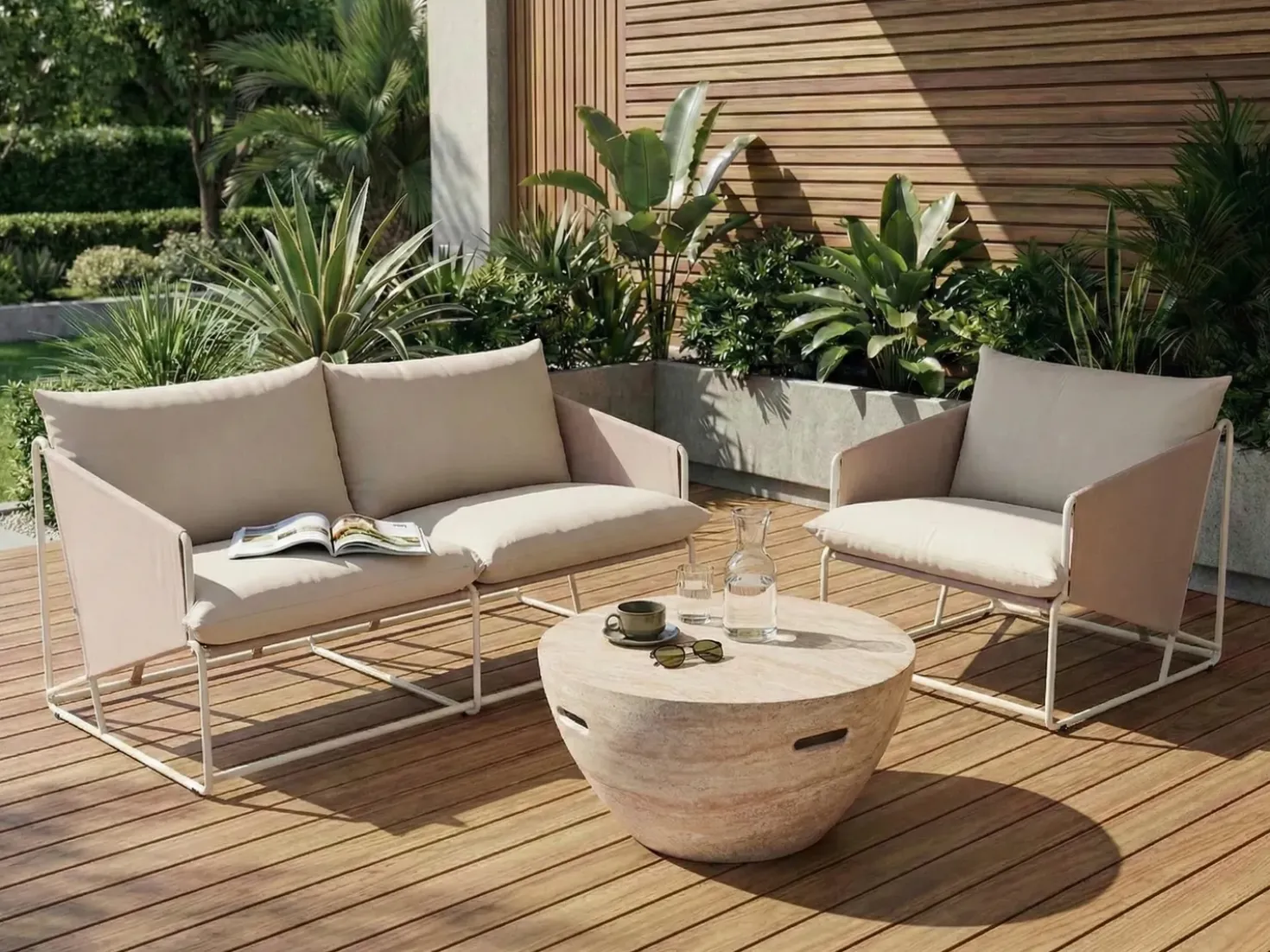 PONTE 3 personers havesofasæt Lys Beige Metal