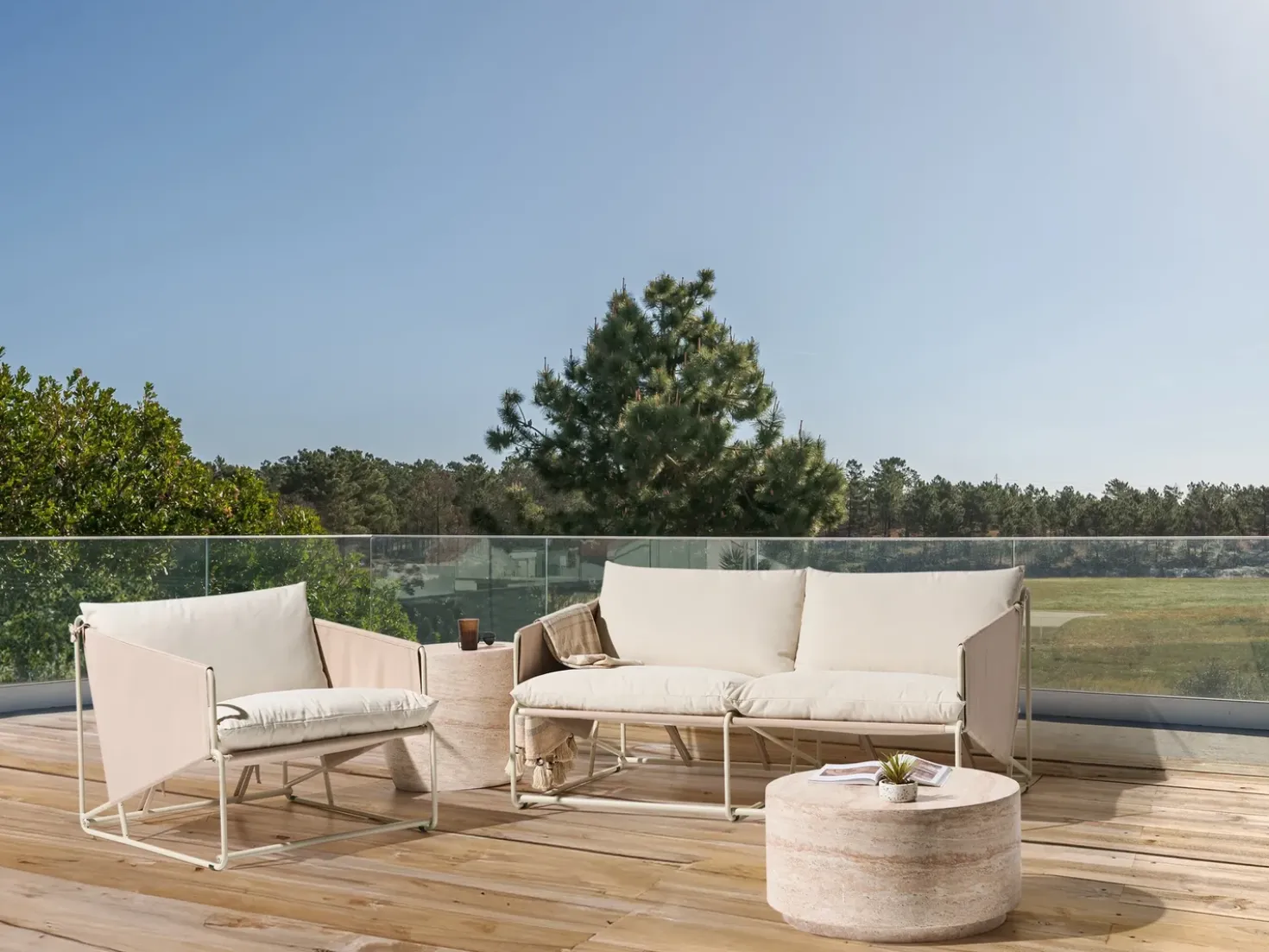 PONTE 3 personers havesofasæt Lys Beige Metal