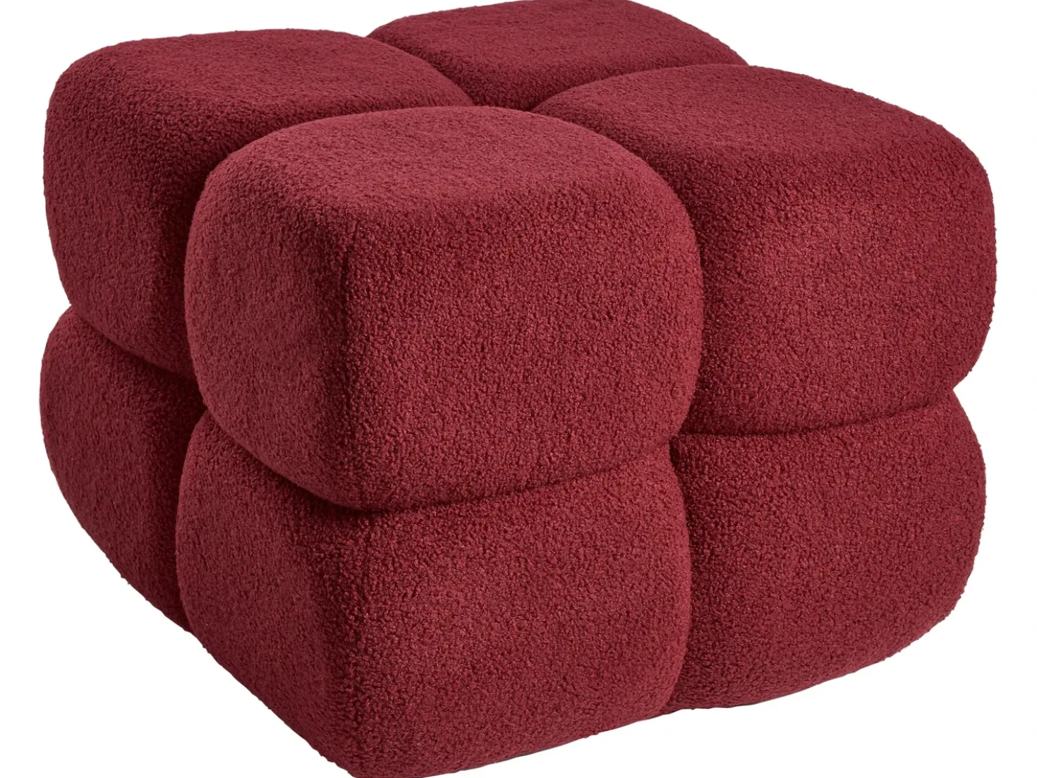 Puf CALIENTE Boucle Mørkerød