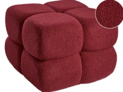 Puf CALIENTE Boucle Mørkerød