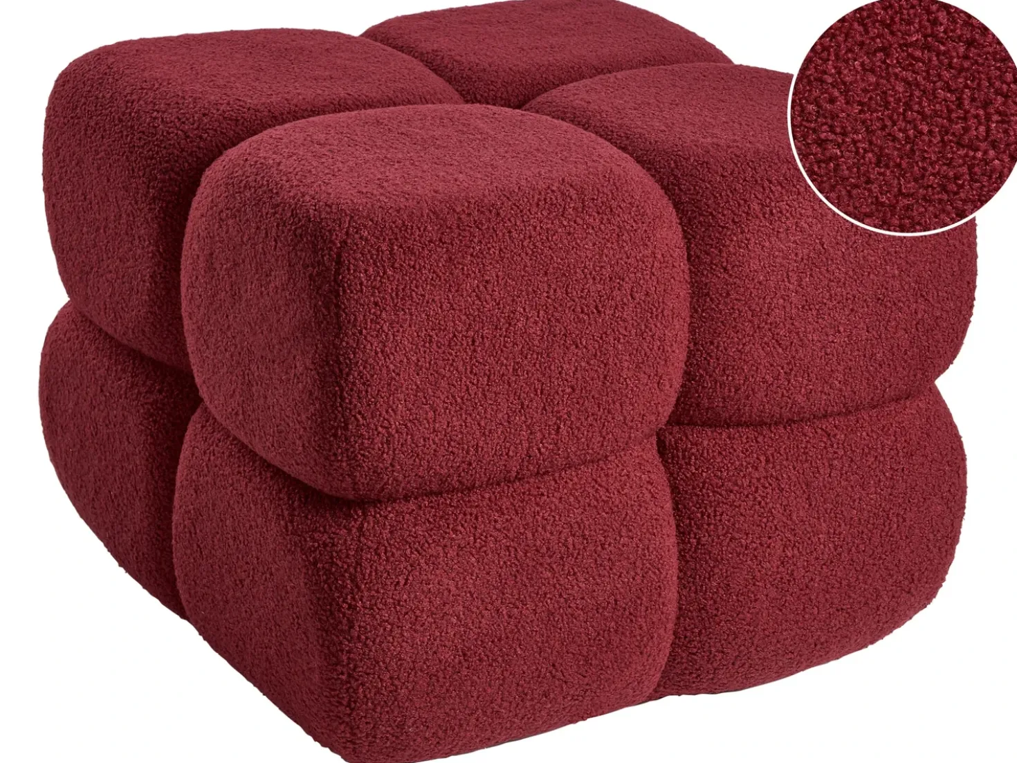 Puf CALIENTE Boucle Mørkerød