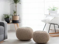 Puf CONRAD Bomuld Lys Beige