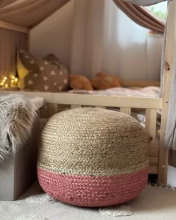 Puf DUKI Jute Lyserød