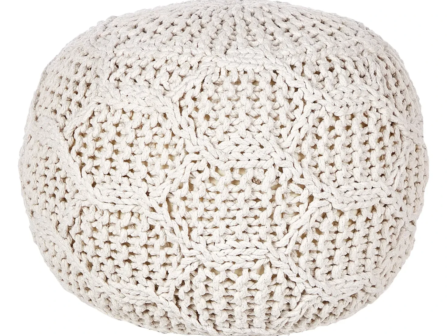 Puf Macramé TRIMAN Bomuld Lys Beige