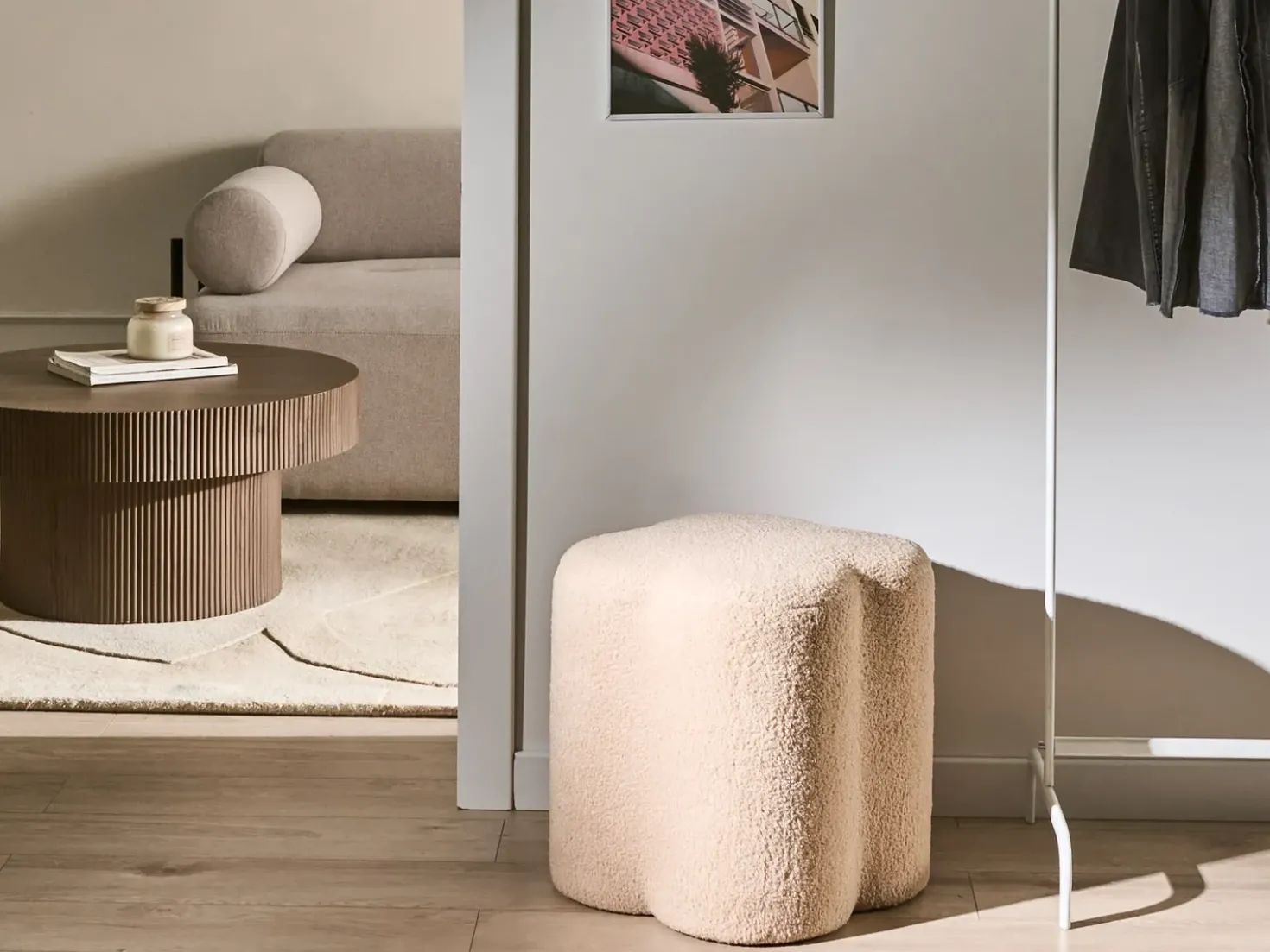 Puf MANCOS Boucle Beige