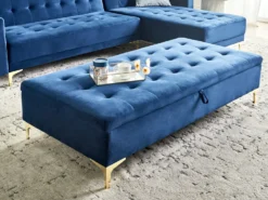 Puf med opbevaring ABERDEEN Velour Navy Blå