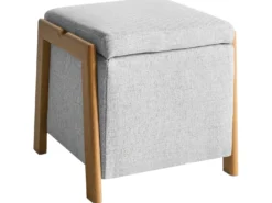 Puf med opbevaring EDLAND 45 cm 43 cm Lysegrå