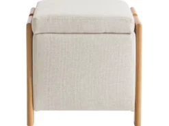 Puf med opbevaring EDLAND 45 cm 43 cm Lys Beige