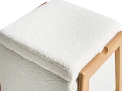 Puf med opbevaring EDLAND Boucle 45 cm 43 cm Hvid