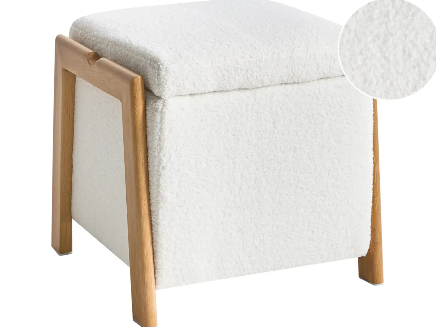 Puf med opbevaring EDLAND Boucle 45 cm 43 cm Hvid