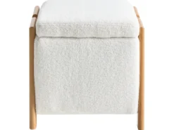Puf med opbevaring EDLAND Boucle 45 cm 43 cm Hvid