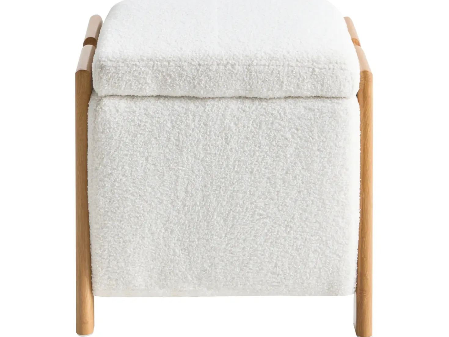 Puf med opbevaring EDLAND Boucle 45 cm 43 cm Hvid