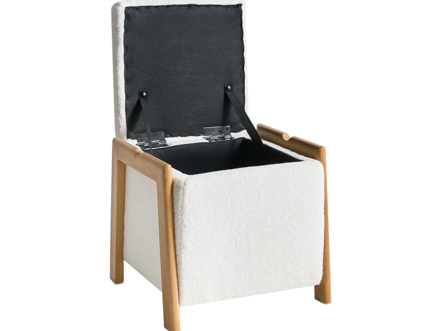 Puf med opbevaring EDLAND Boucle 45 cm 43 cm Hvid