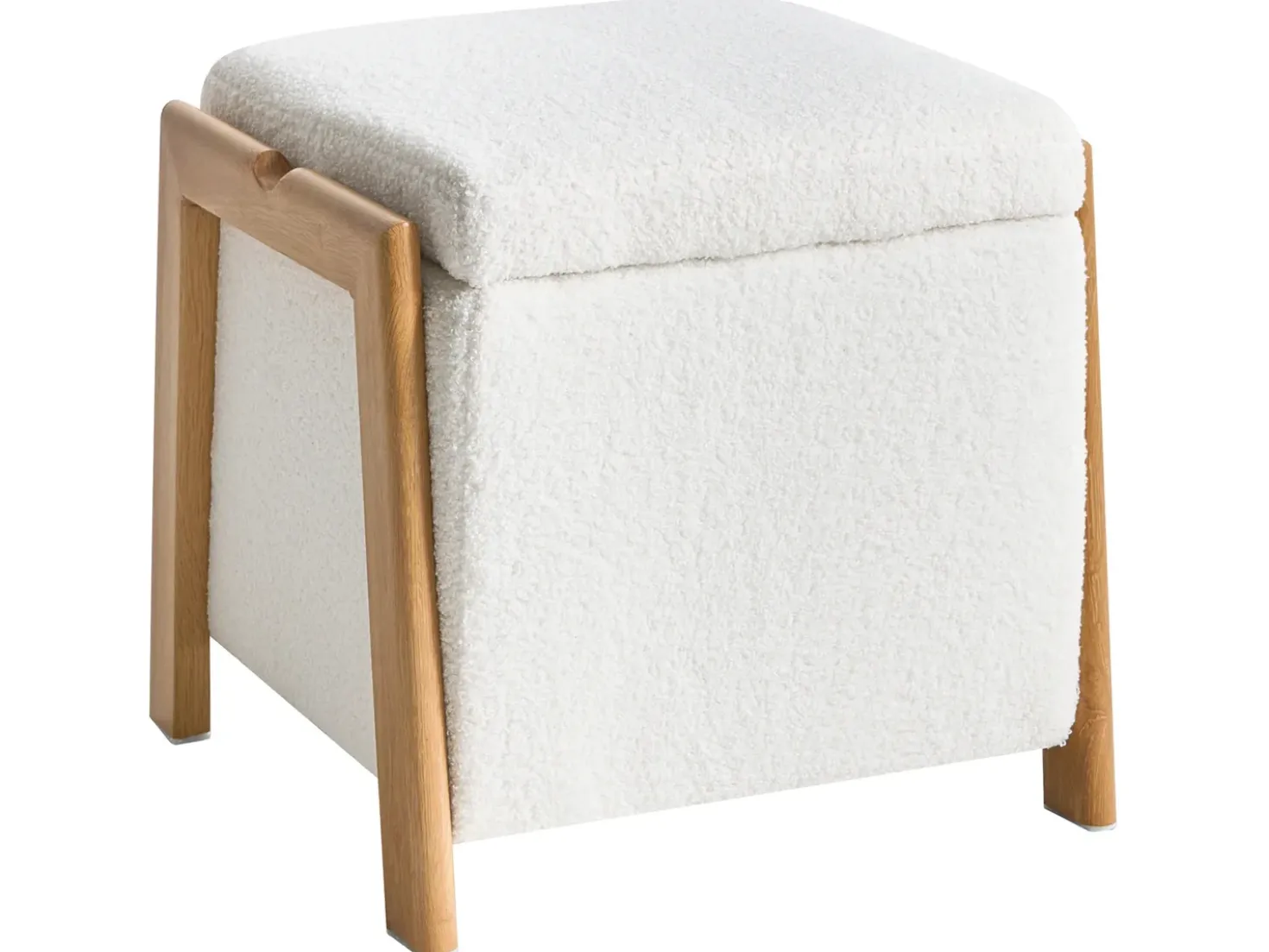 Puf med opbevaring EDLAND Boucle 45 cm 43 cm Hvid