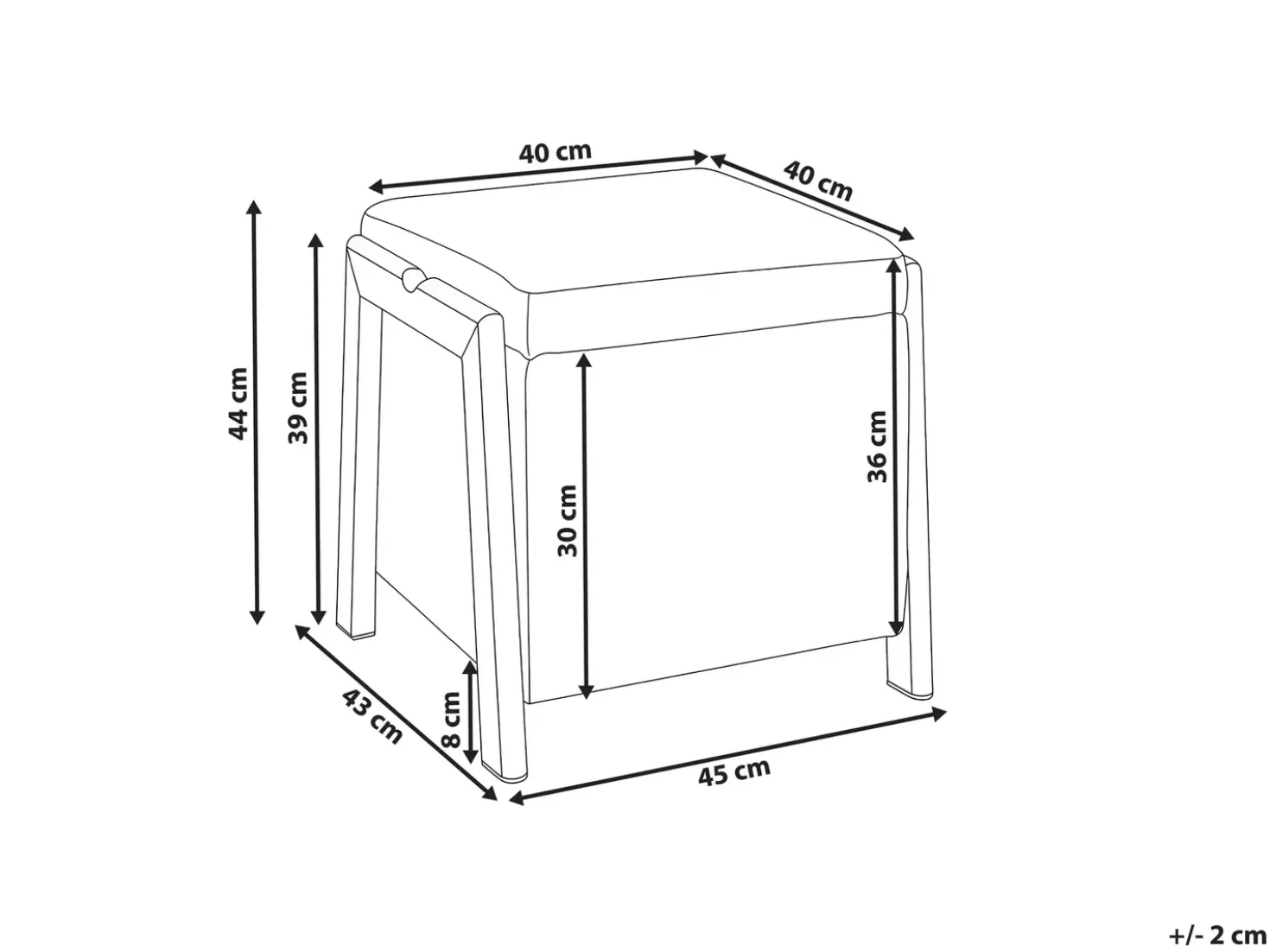 Puf med opbevaring EDLAND Boucle 45 cm 43 cm Hvid