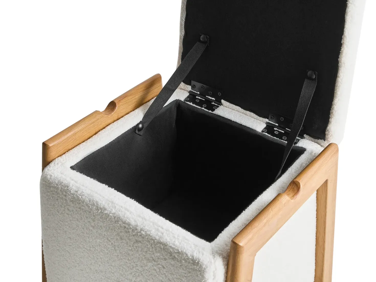 Puf med opbevaring EDLAND Boucle 45 cm 43 cm Hvid