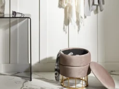 Puf med opbevaring ELGIN Velour Brungrå