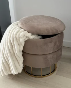 Puf med opbevaring ELGIN Velour Brungrå