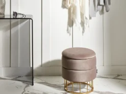 Puf med opbevaring ELGIN Velour Brungrå