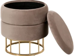 Puf med opbevaring ELGIN Velour Brungrå