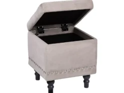 Puf med opbevaring LORETTO Velour Beige