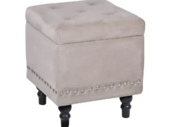 Puf med opbevaring LORETTO Velour Beige