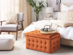 Puf med opbevaring MICHIGAN Velour Orange