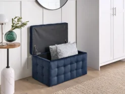 Puf med opbevaring MICHIGAN Velour Mørkeblå