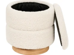 Puf med opbevaring OGDEN Boucle Hvid