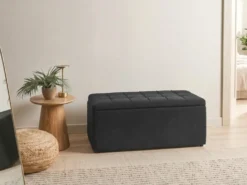 Puf med opbevaring OREM 100 cm 40 cm Sort