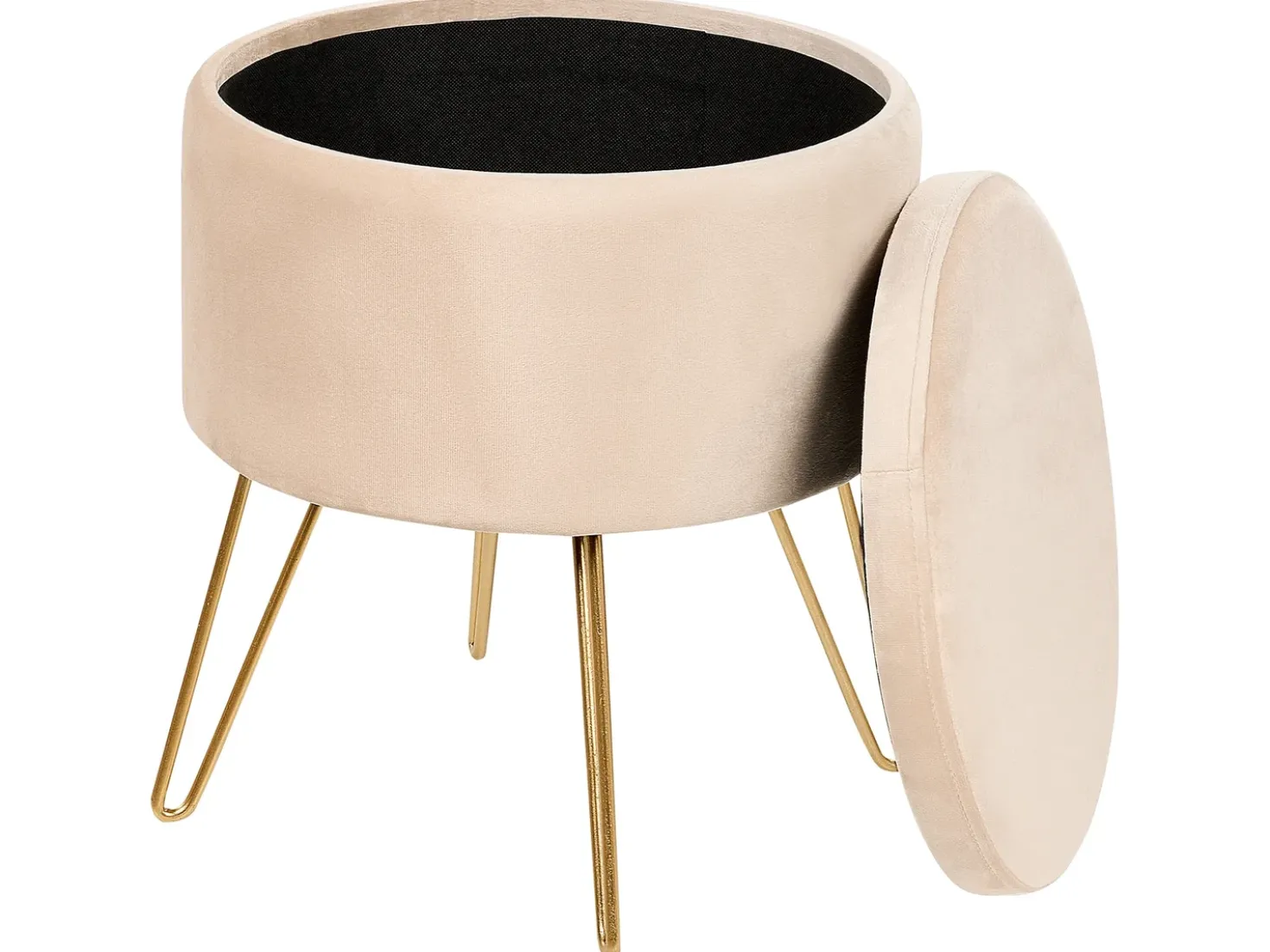Puf med opbevaring SILAS Velour Lys Beige